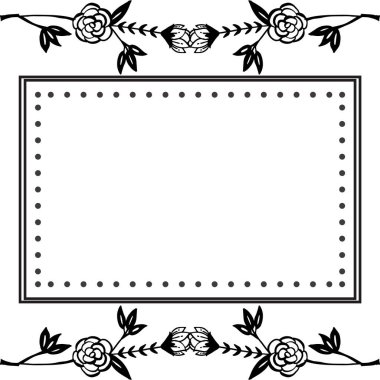 Kart, desen sanat çiçek çerçevesi, siyah beyaz zemin için şablon. Vektör