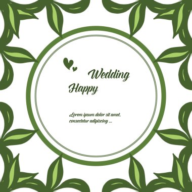Şablon kartı mutlu düğün, kelebek ve zarif çerçeve süslü. Vektör