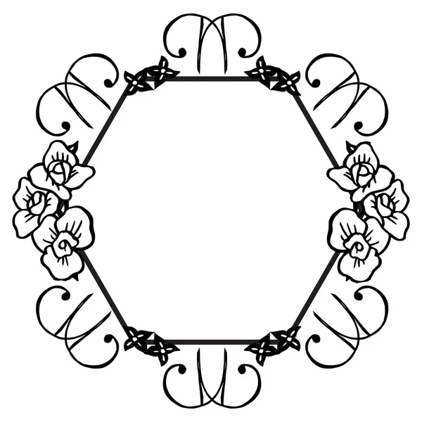 Hermosa viñeta con marco de flores, aislada sobre fondo blanco. Vector — Archivo Imágenes Vectoriales