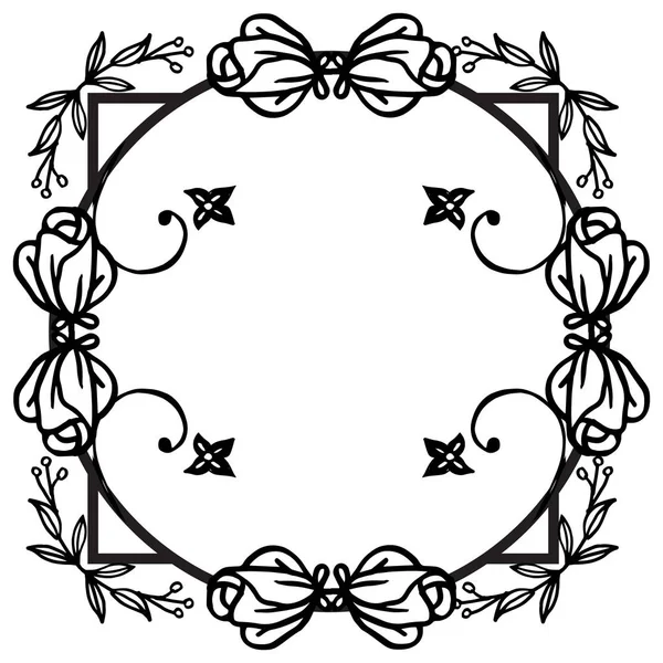 Motif decorative of flower frame, space for your text, black line art on white background. Vector — Stock Vector