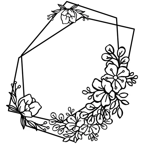 Patrón de arte de la tarjeta de papel pintado, marco de la flor de la silueta, con el color blanco y negro. Vector — Vector de stock