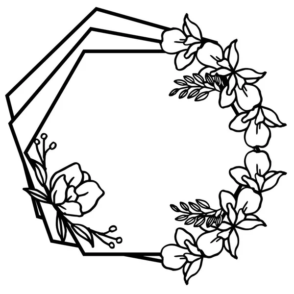 Mönster konst av tapet kort, Silhouette blomma ram, med färg svart och vitt. Vektor — Stock vektor