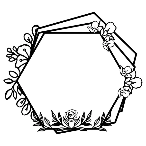 Duvar kağıdı desen sanat, siluet çiçek çerçevesi, renkli siyah ve beyaz. Vektör