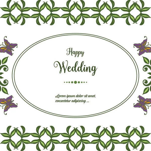 Zweige Blatt und Blumen, nahtlose Musterrahmen, Design der Karte glückliche Hochzeit. Vektor — Stockvektor