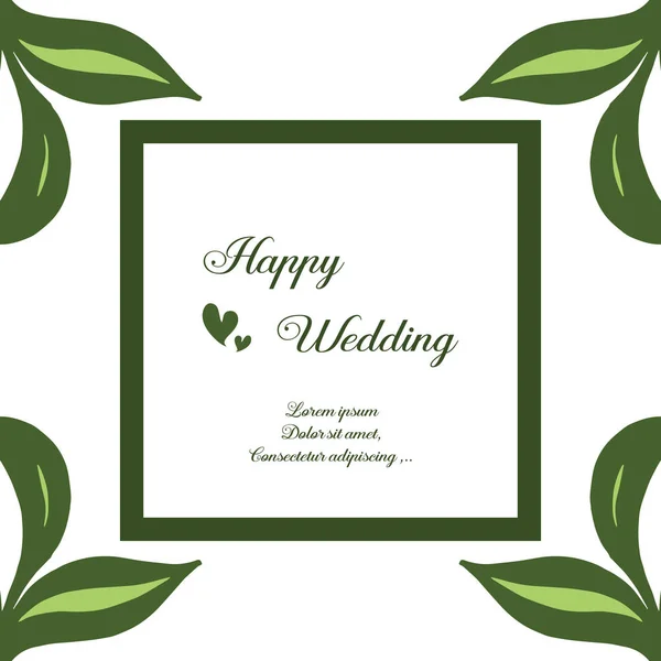 Vorlage Karte glückliche Hochzeit, verziert mit Schmetterling und elegantem Rahmen. Vektor — Stockvektor