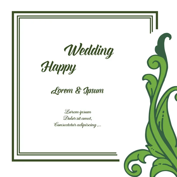 Tarjeta de la plantilla feliz boda, adornado de mariposa y marco elegante. Vector — Vector de stock