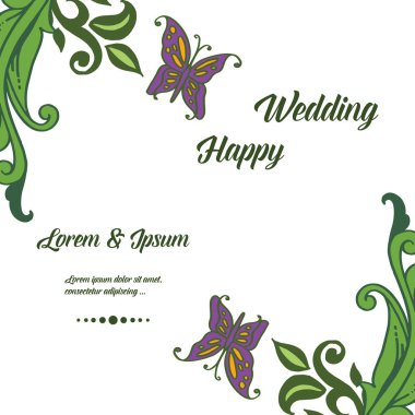 Dekorasyon çiçek çerçevesi, dalları yaprak, Dikişsiz desen çerçevesi ile, tasarım kartı mutlu düğün. Vektör