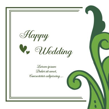Dekorasyon çiçek çerçevesi, dalları yaprak, Dikişsiz desen çerçevesi ile, tasarım kartı mutlu düğün. Vektör