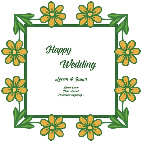 Lindas flores, adorno de varias tarjetas, feliz boda. Vector — Vector de stock
