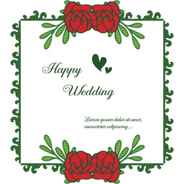 Бесшовный рисунок картины, красивая рамка красный цветок, украшенный пригласительный билет счастливой свадьбы. Вектор — стоковый вектор