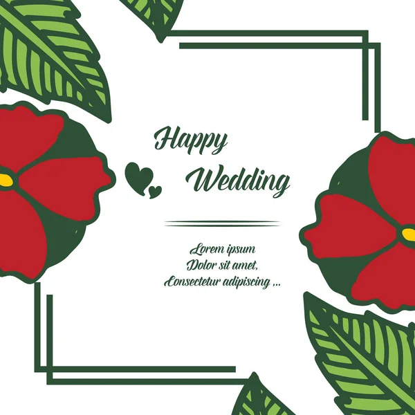 Krásná pohlednice, pozvánka, šablona šťastné svatby, design roztomilou věnec. Vektorové — Stockový vektor