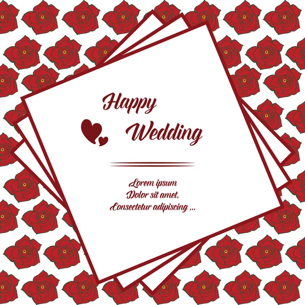 Beautiful greeting card, invitation card, template of happy wedding, design of cute wreath frame. Vector — Stock Vector