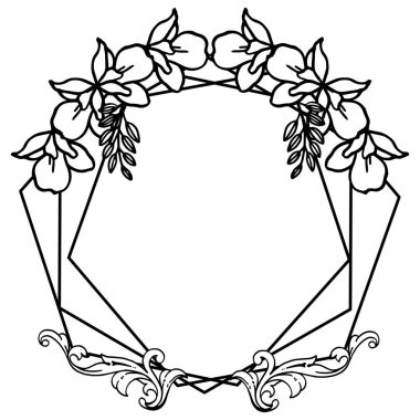 Dekoratif yaprak çiçek çerçeve soyut, şablon, afiş, afiş için tasarım elemanı. Vektör