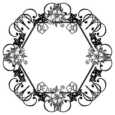 Siyah ve beyaz renklerde Çerçeve çiçek zarif desen, çizgi sanatının dekor için vintage unsur. Vektör