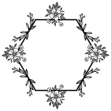 Siyah ve beyaz renklerde Çerçeve çiçek zarif desen, çizgi sanatının dekor için vintage unsur. Vektör