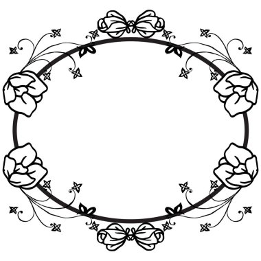 Tasarım şablonu, çiçek çerçeveli, beyaz arka plan üzerinde izole siyah siluet. Vektör