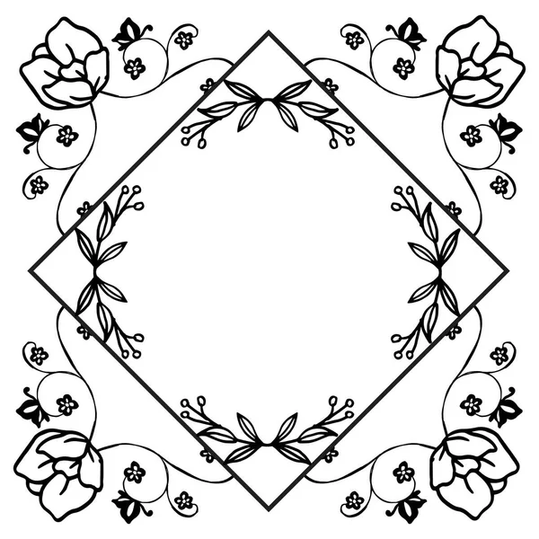 Frame flower border ornament leaf, retro pattern, banner, poster. Vector — Stock Vector