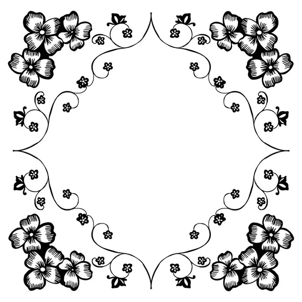 Frame fleur bordure ornement feuille, motif rétro, bannière, affiche. Vecteur — Image vectorielle