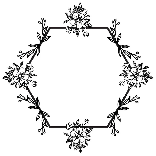 Marco floral elegante patrón en colores blanco y negro, elemento vintage para la decoración de arte de línea. Vector — Archivo Imágenes Vectoriales