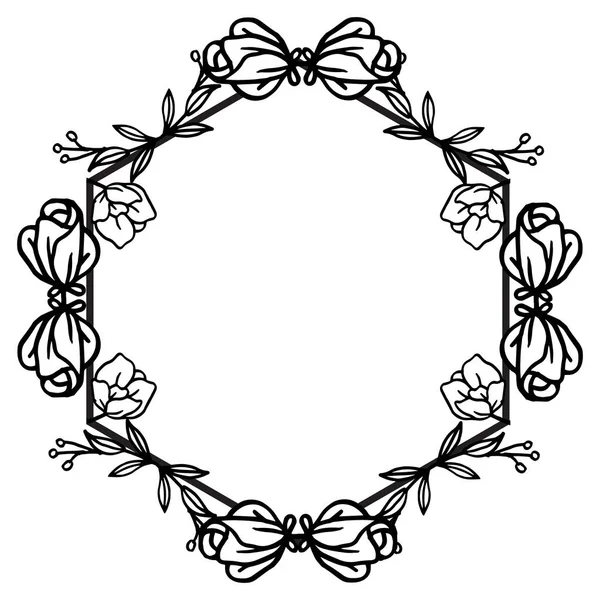 Cadre floral motif élégant dans les couleurs noir et blanc, élément vintage pour la décoration de l'art linéaire. Vecteur — Image vectorielle