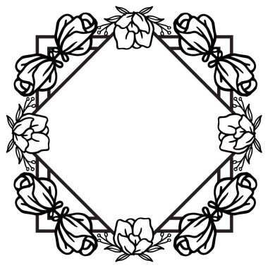 Siyah ve beyaz, çiçek çerçeve, tebrik kartı veya davet kartı desen. Vektör