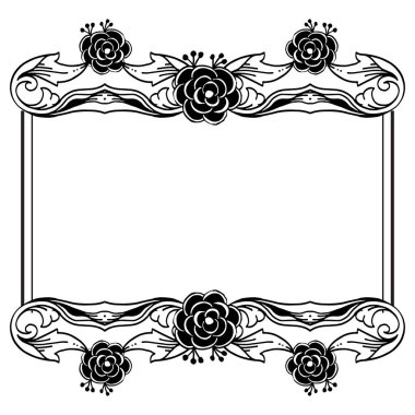 Tebrik kartı şablonu, bitki dekoratif elemanları çerçeve, çeşitli sevimli çiçekler. Vektör