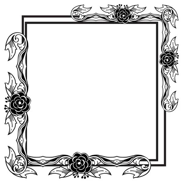 Cornice elegante, con trama bella foglia di fiori e rami, ornamento di varie carte. Vettore — Vettoriale Stock