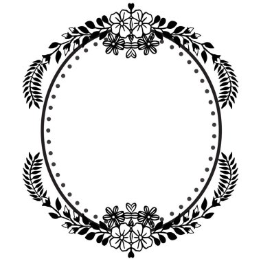 Çiçek çerçeve şablonu, siyah beyaz arka plan, tebrik kartı tasarımı. Vektör