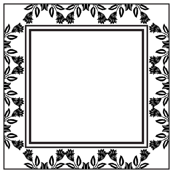 Черно-белая рамка с цветами, для оформления винтажных карточек, выделенных на белом фоне. Вектор — стоковый вектор