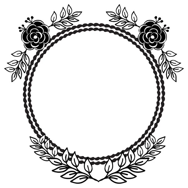 Schwarz-weißer Rahmen mit Blumen, für die Gestaltung von Vintage-Karten, isoliert auf weißem Hintergrund. Vektor — Stockvektor