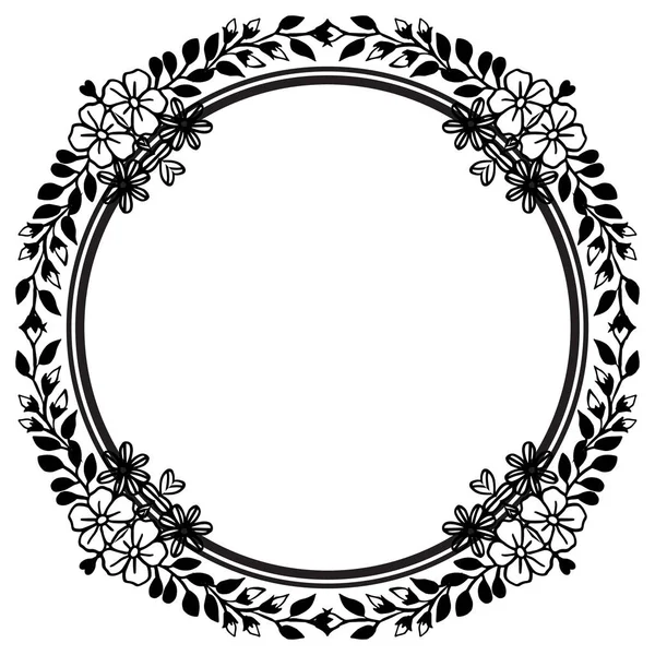 Plantilla de marco de flores, fondo blanco negro, diseño de la tarjeta de felicitación. Vector — Vector de stock