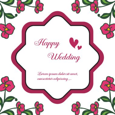 Mutlu düğün şablonu, dekorasyon renkli çiçek çerçeve, stil zarif. Vektör