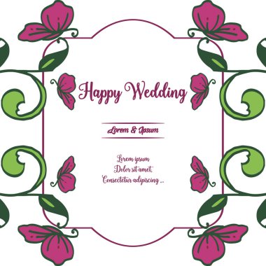 Desen sanat çiçek çerçeve, stil zarif, kart mutlu düğün süsü ile. Vektör
