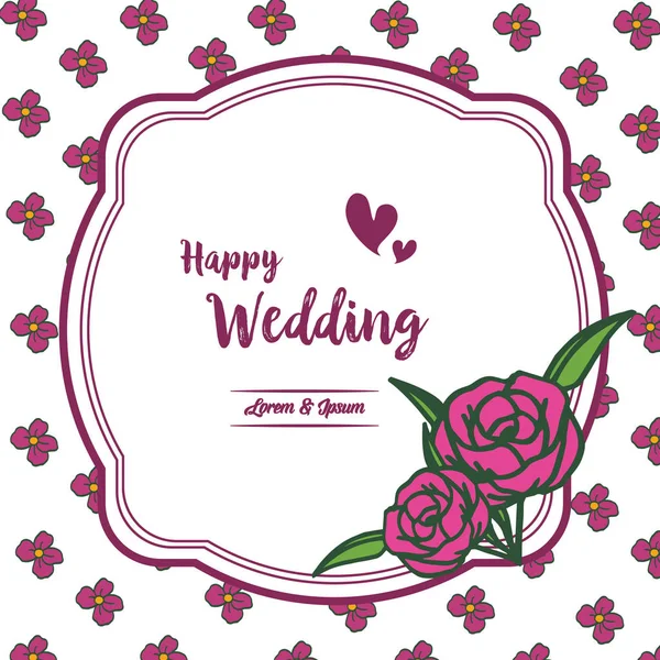 Σχήμα κομψό πλαίσιο με άνθη ανθοφορία, διακόσμηση της κάρτας ευτυχισμένο το γάμο. Διάνυσμα — Διανυσματικό Αρχείο
