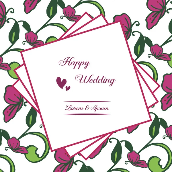 Pattern art flower frame, with style elegant, ornament of card happy wedding. Vector — Stock Vector