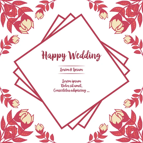 Романтична щаслива весільна листівка з елегантною квітковою рамкою. Векторні — стоковий вектор