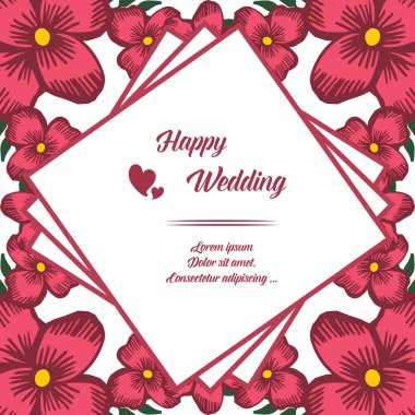 Doku dikişsiz çiçek çerçeve, kart mutlu düğün desen tasarım süs. Vektör