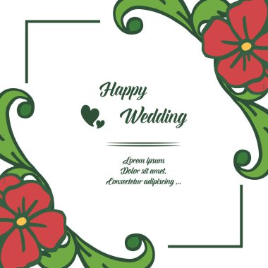 Sevimli sınır çiçek çerçeve, stil soyut, kart mutlu düğün dekorasyon. Vektör