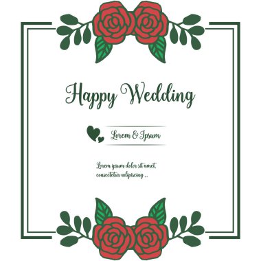 Sevimli sınır çiçek çerçeve, stil soyut, kart mutlu düğün dekorasyon. Vektör