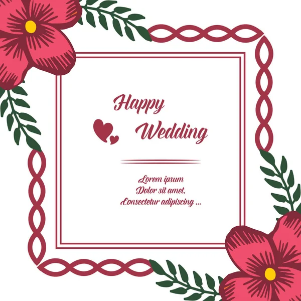 Texture seamless flower frame, pattern design ornament of card happy wedding. Vector — Stock Vector