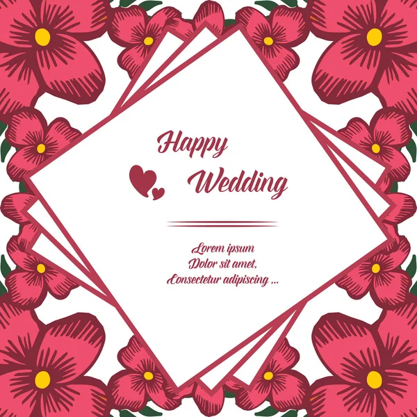 Texture seamless flower frame, pattern design ornament of card happy wedding. Vector — Stock Vector