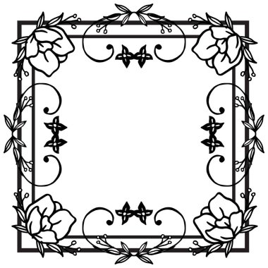 Siyah ve beyaz, çiçek çerçeve, tebrik kartı veya davet kartı desen. Vektör