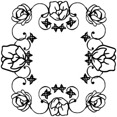 Afiş veya poster için yaprak çiçek çerçeve, eleman tasarımı, süs. Vektör