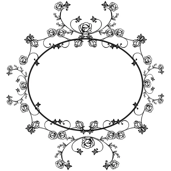 Desenho de desenho de motivo de armação de flor, com cor branca preta, para beleza de cartão. Vetor — Vetor de Stock