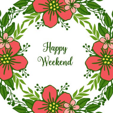 Stil soyut yaprak çelenk çerçeve, süslü kart mutlu hafta sonu için. Vektör