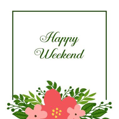 Stil soyut yaprak çelenk çerçeve, süslü kart mutlu hafta sonu için. Vektör