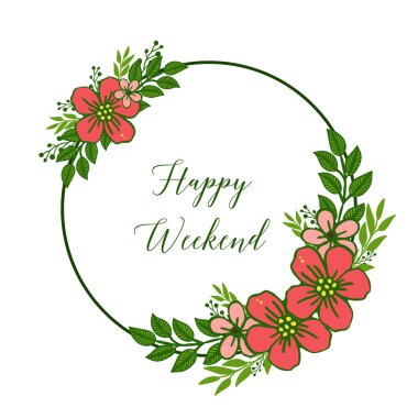 Sanat yeşil yapraklı çelenk çerçeve, beyaz bir zemin üzerinde, çeşitli kart mutlu hafta sonu doku için. Vektör