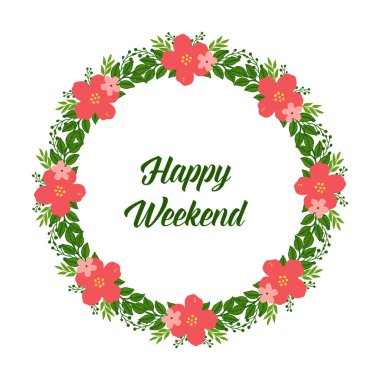 Sanat yeşil yapraklı çelenk çerçeve, beyaz bir zemin üzerinde, çeşitli kart mutlu hafta sonu doku için. Vektör