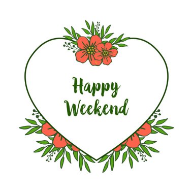 Doku turuncu çiçek çerçeve zarif, mutlu hafta sonu posteri. Vektör