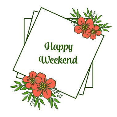 Basit turuncu çelenk çerçeve, beyaz arka plan üzerinde izole, tebrik kartı mutlu hafta sonu için. Vektör